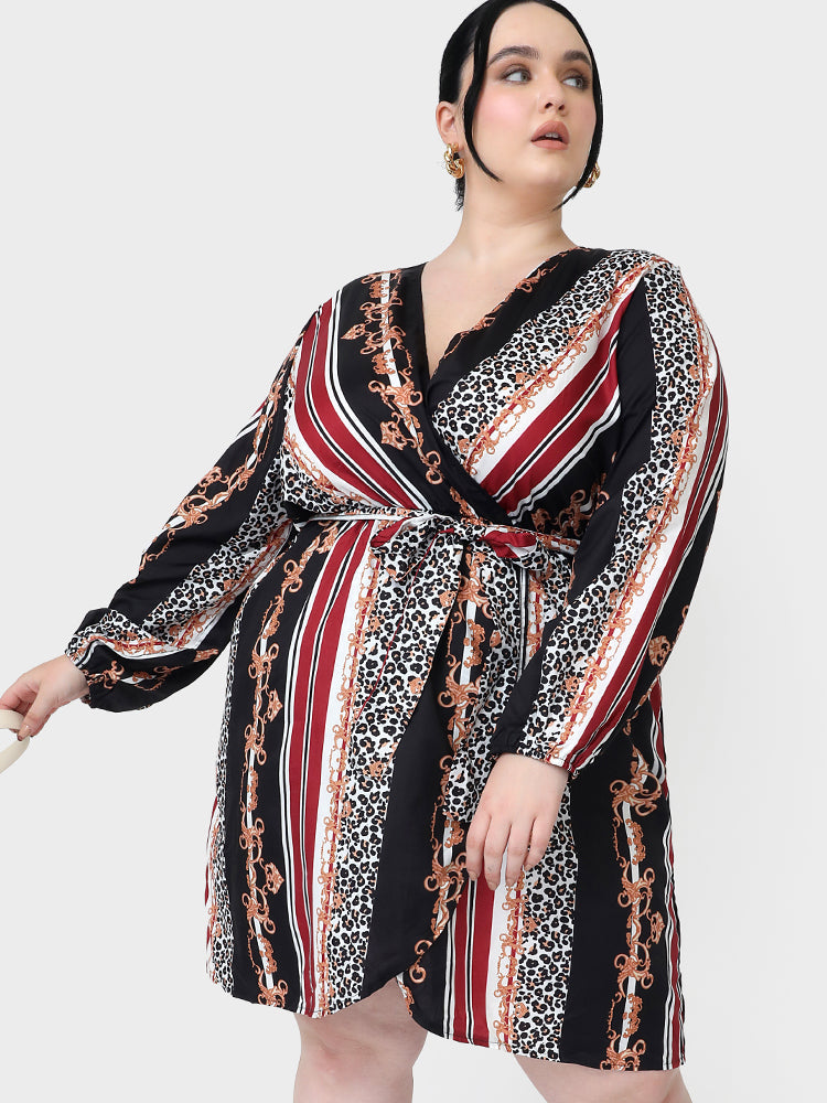 Leopard Striped Vintage Printed Dress