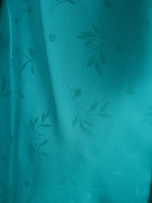 Plant Pattern Belted Eyelash Lace Sleep Robe