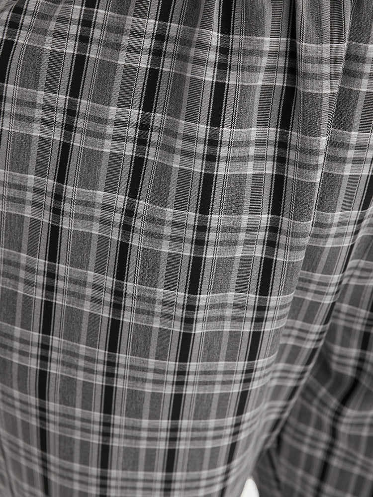 Plaid Pocket Paperbag Waist Belted Pants