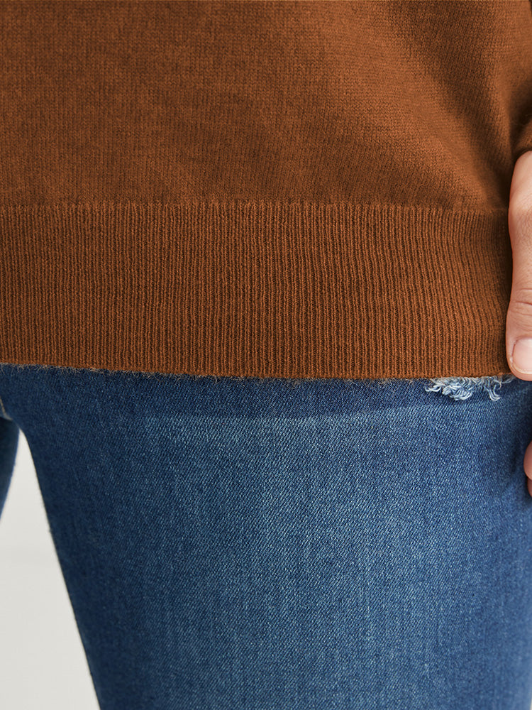 Solid Super Soft Knit V Neck Knit Top