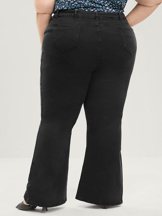 Flare Leg Very Stretchy Mid Rise Black Wash Sculpt Waist Jeans