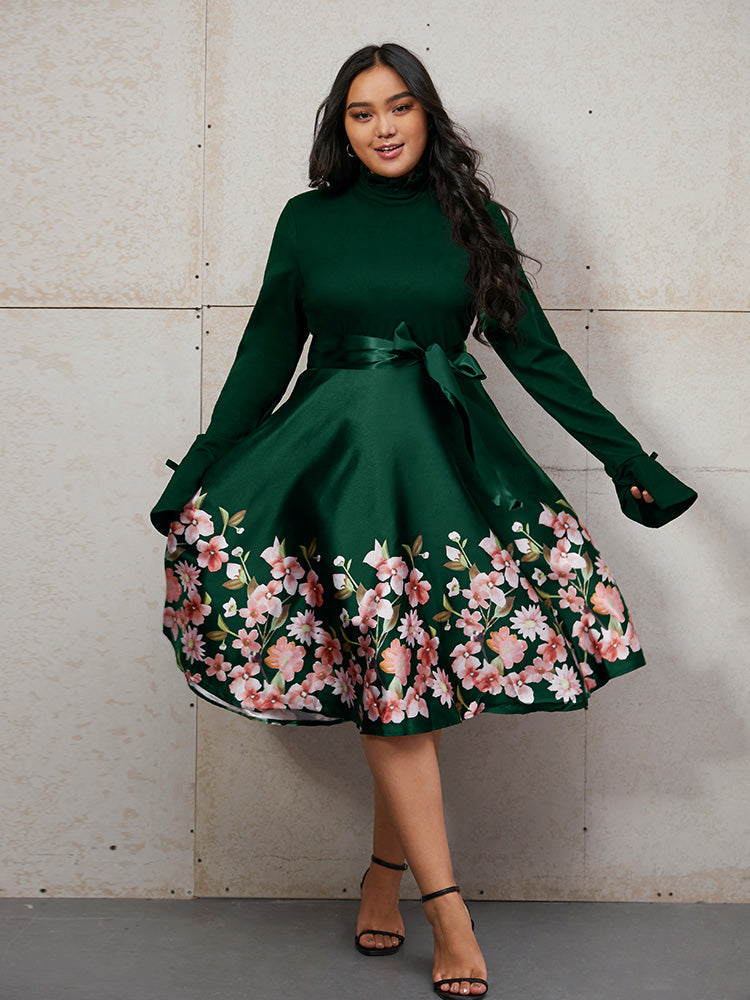 Floral Ribbon Knotted Dress