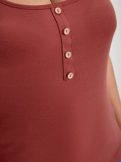 Plain Button Rib Cami Top