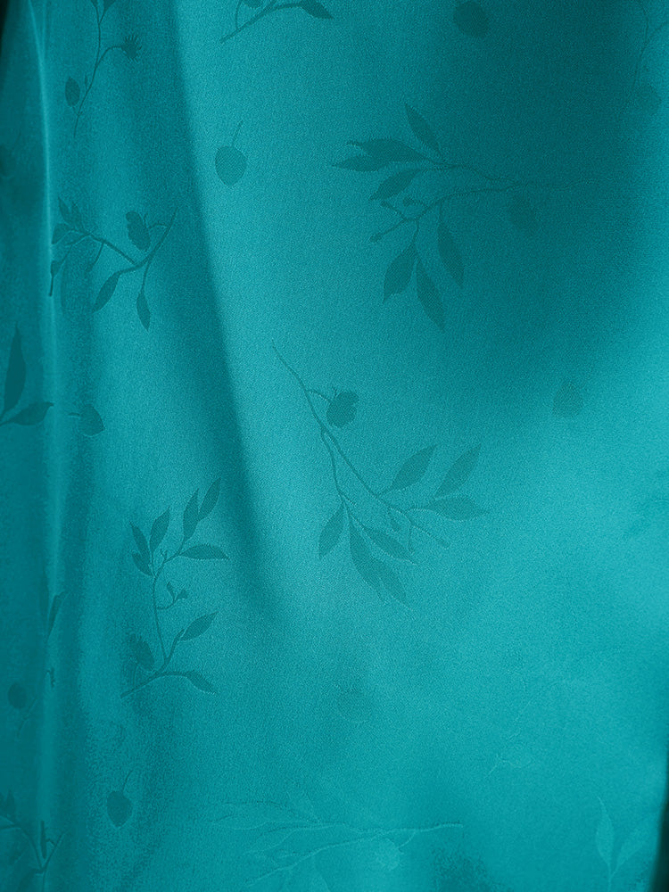 Plants Pattern Contrast Eyelash Lace Sleep Dress