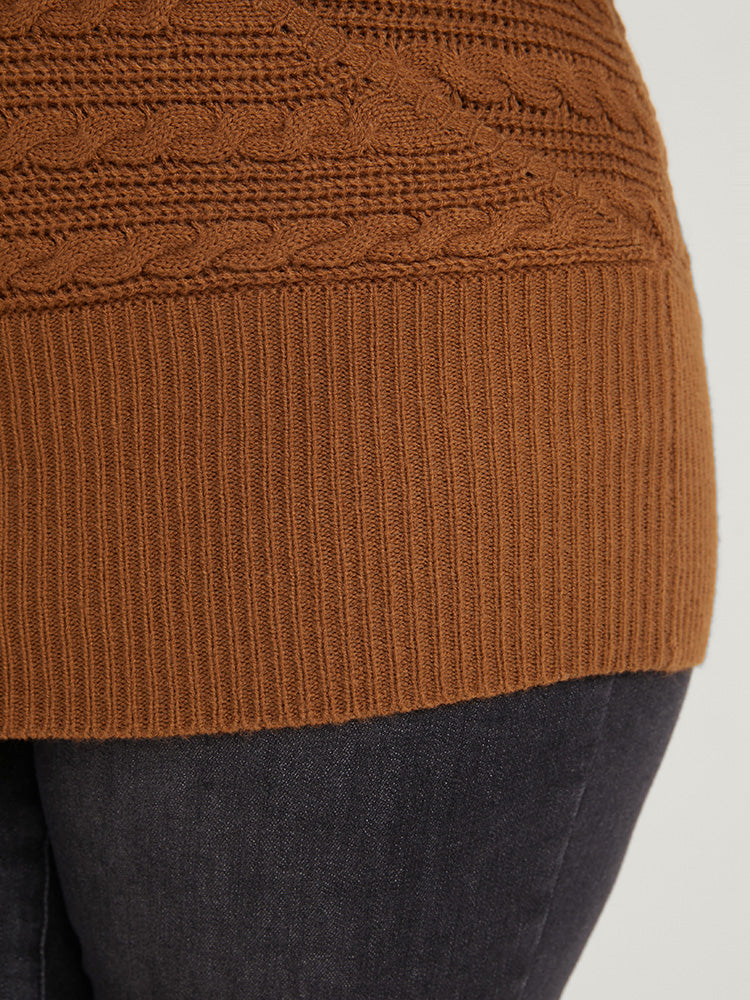 Solid Pointelle Knit Dolman Sleeve Surplice Neck Knit Top