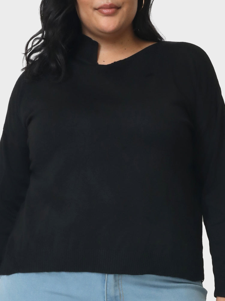 Solid Asymmetrical Loose Sweater