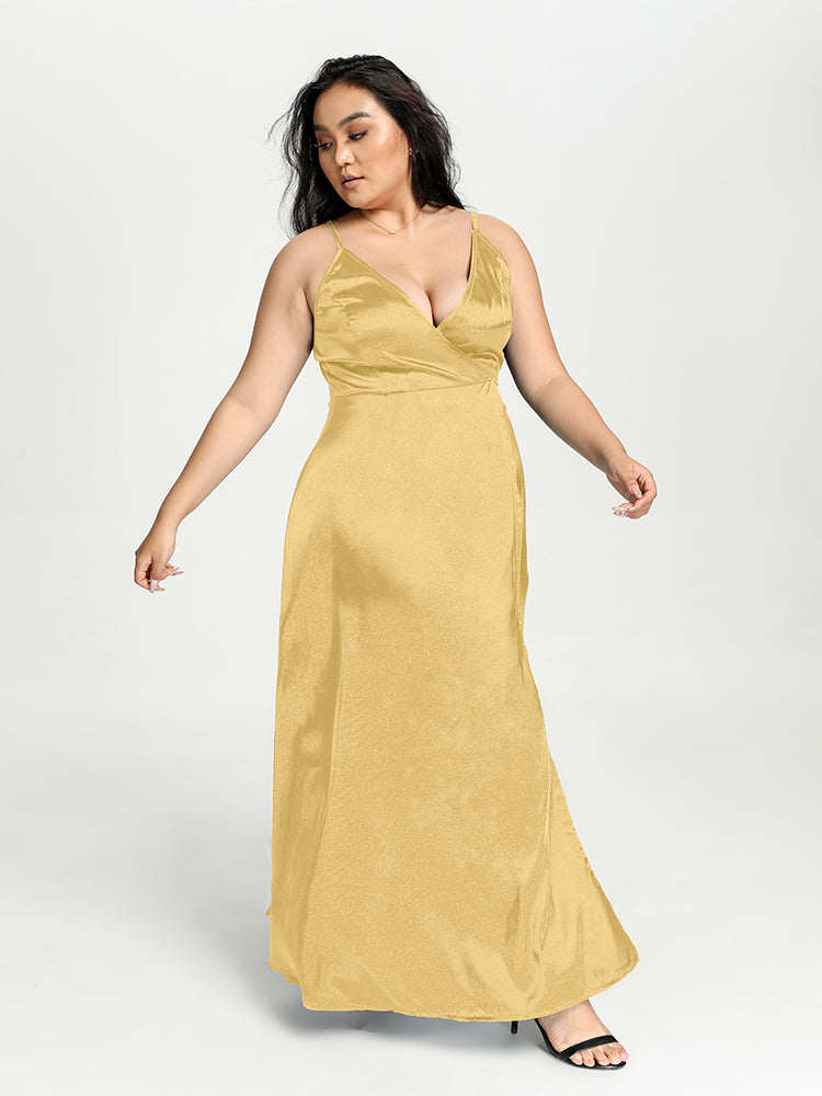 Champagne Suspender Split Hem Dress