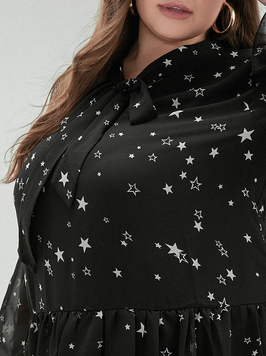 Star Print Knotted Blouse