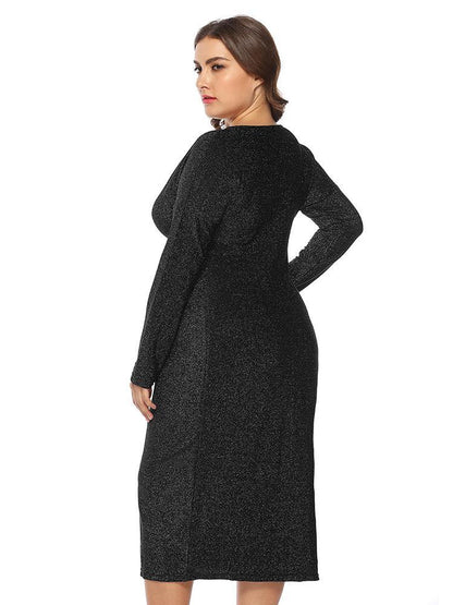 Knot V-neck Split Elegant Dress