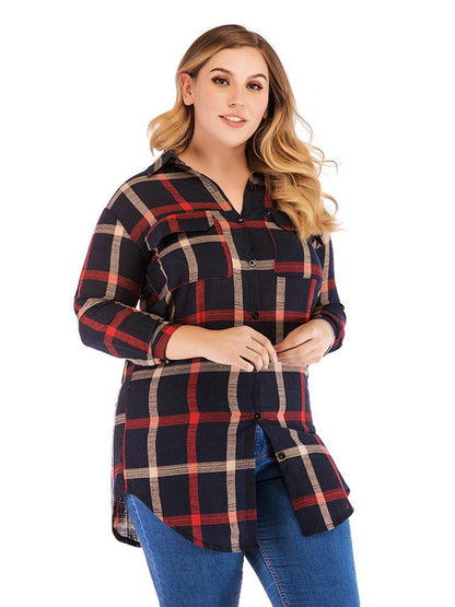 Classic Plaid Pocket Mid-length Shirt