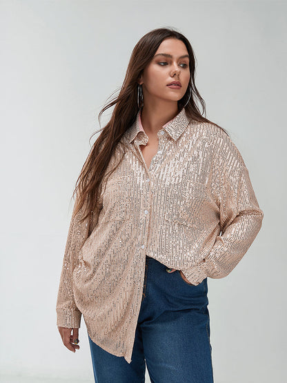 Sequin Pocket Buttons Blouse