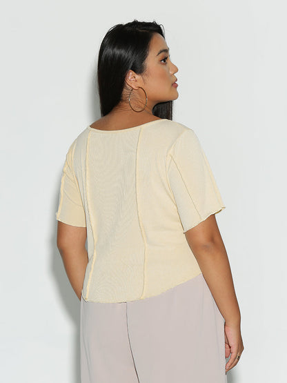 Stitch Wave Trim Sleeve Top