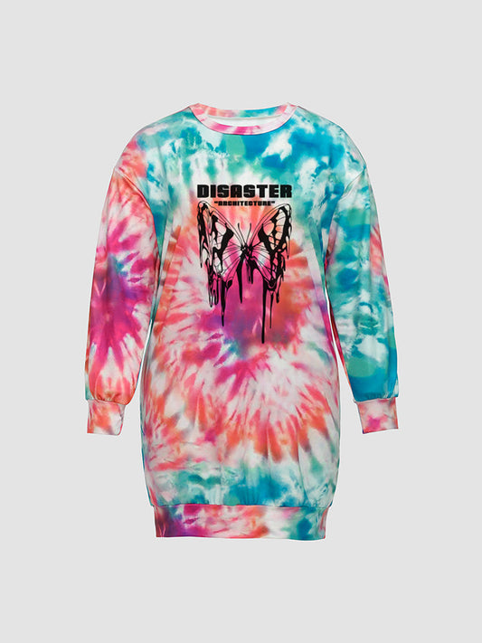 Butterfly Tie Dye Sweatshirt Dress