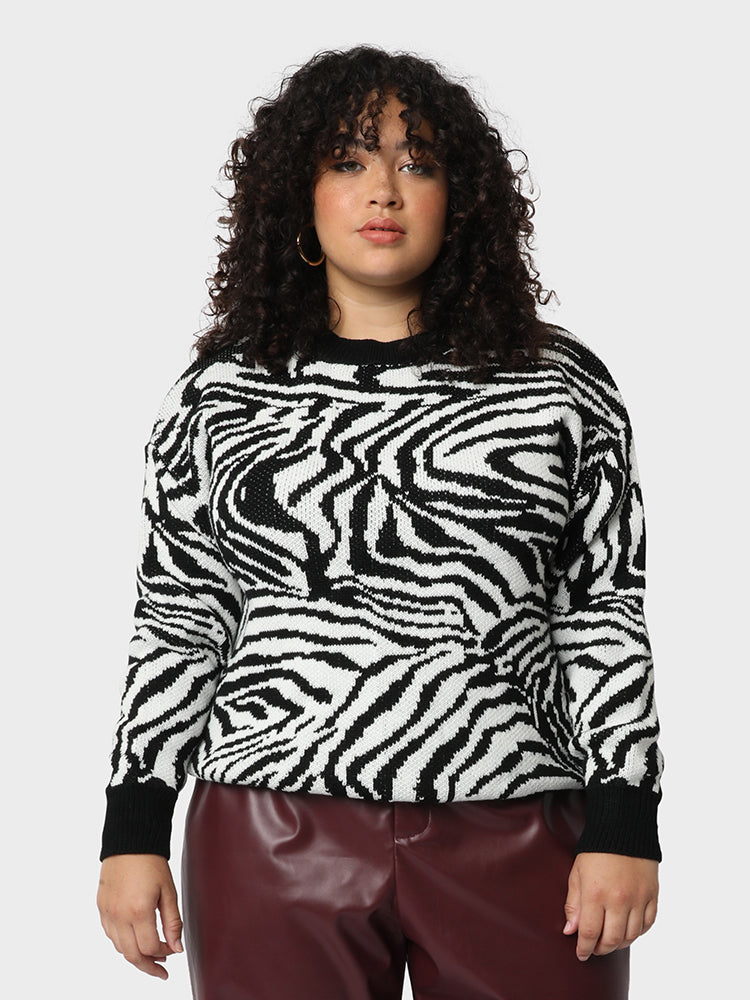 Patchwork Zebra Pattern Sweater