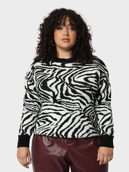 Patchwork Zebra Pattern Sweater