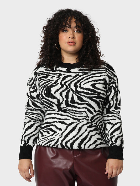 Patchwork Zebra Pattern Sweater