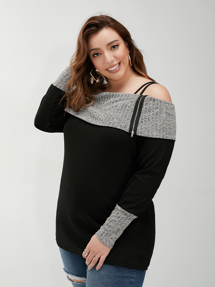 Contrast Color  Backless Regular T-shirt