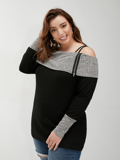 Contrast Color  Backless Regular T-shirt