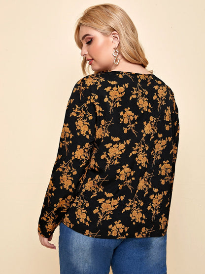 V-cut Neck Floral Top