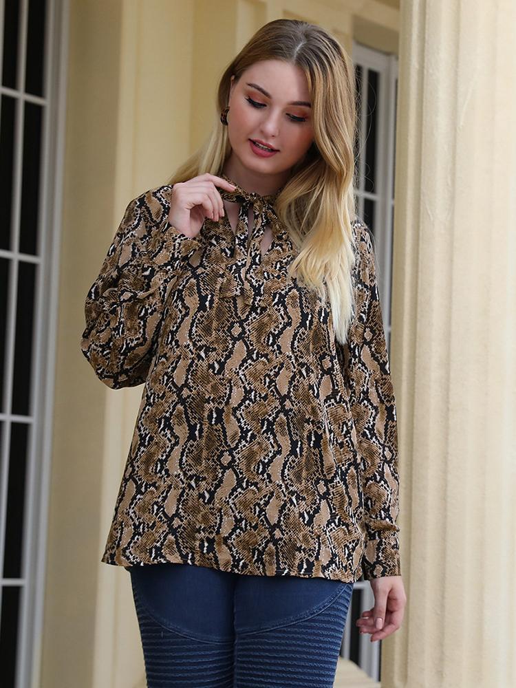 Animal Printed Bow Tie Blouse