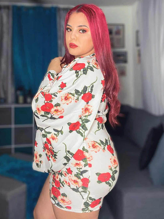 Floral Dolman Sleeve Dress