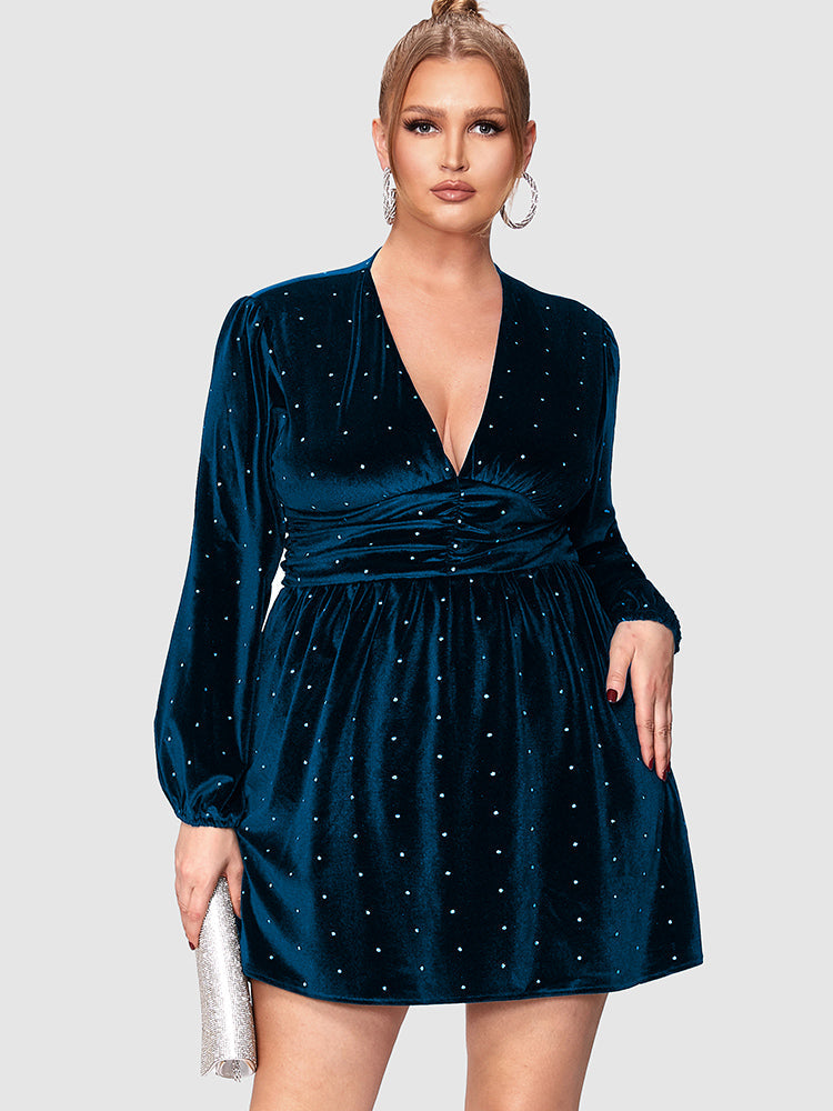 Polka Dot Deep V Neck Dress
