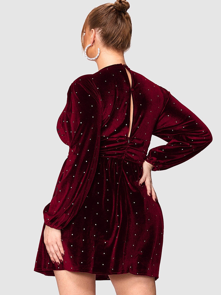 Polka Dot Deep V Neck Dress