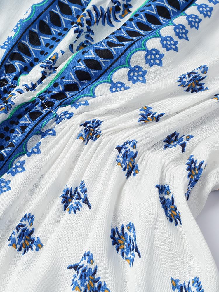 Backless Ethnic Printed Dress