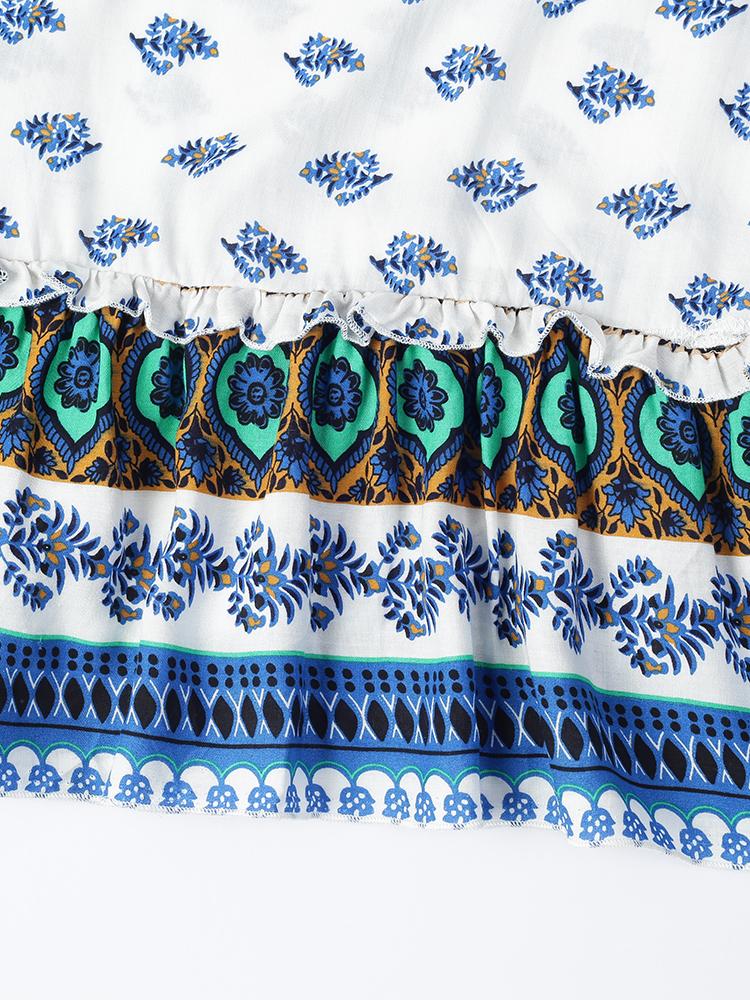 Backless Ethnic Printed Dress