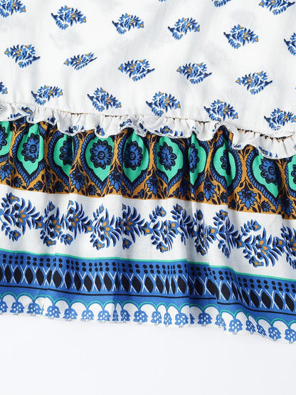 Backless Ethnic Printed Dress