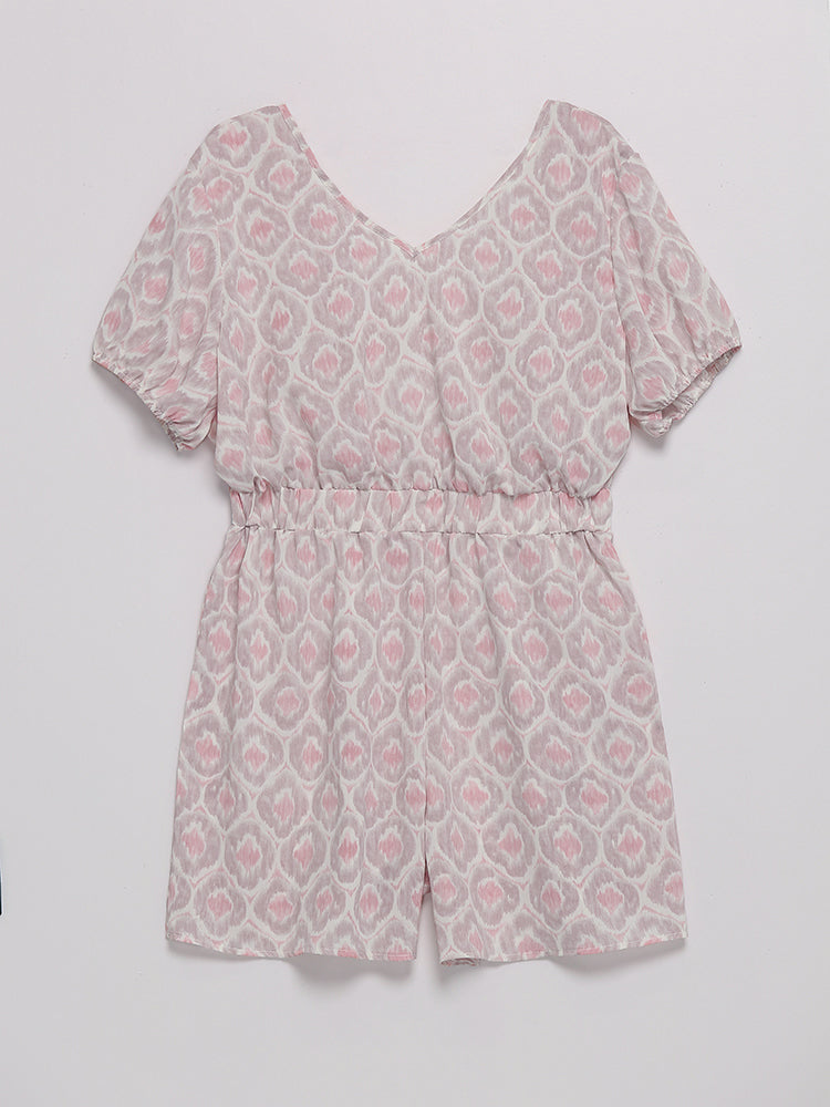 Floral Print Backless Romper