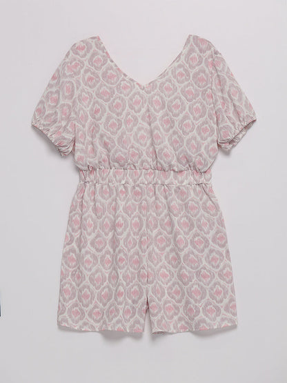 Floral Print Backless Romper