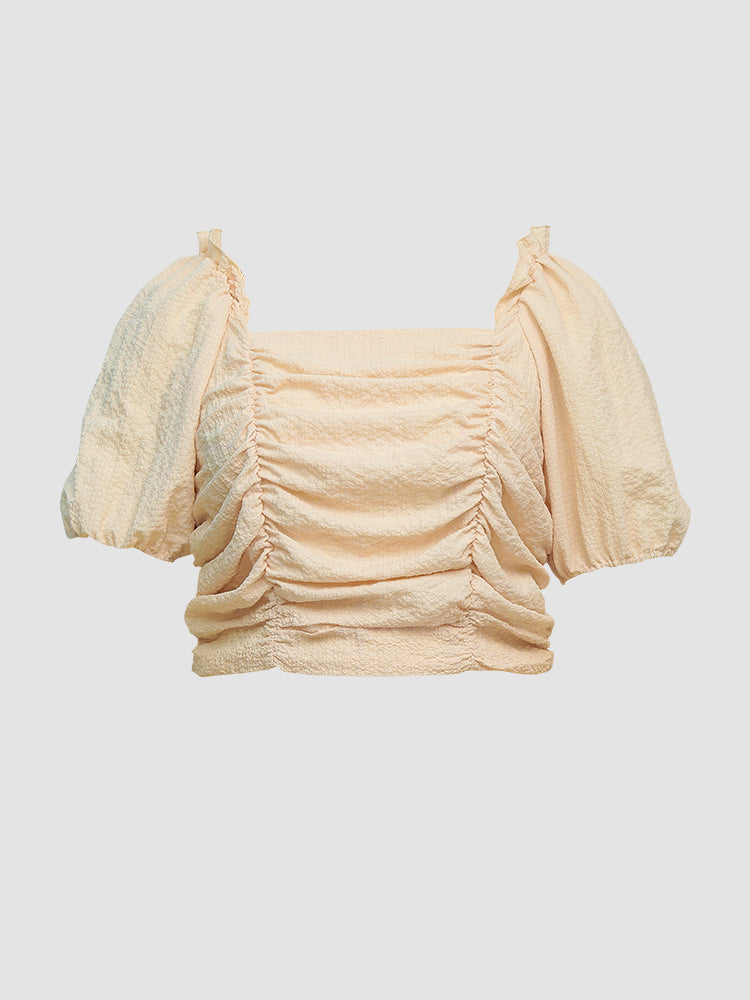 Ruffle Frill trim Puff Sleeve Blouse