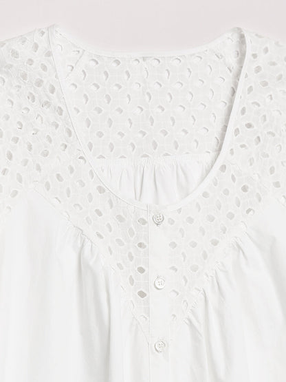 Broderie Button Top