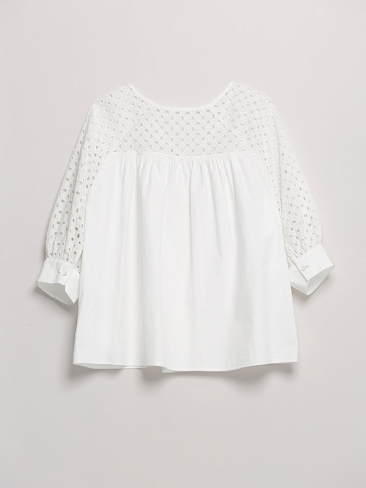 Broderie Button Top