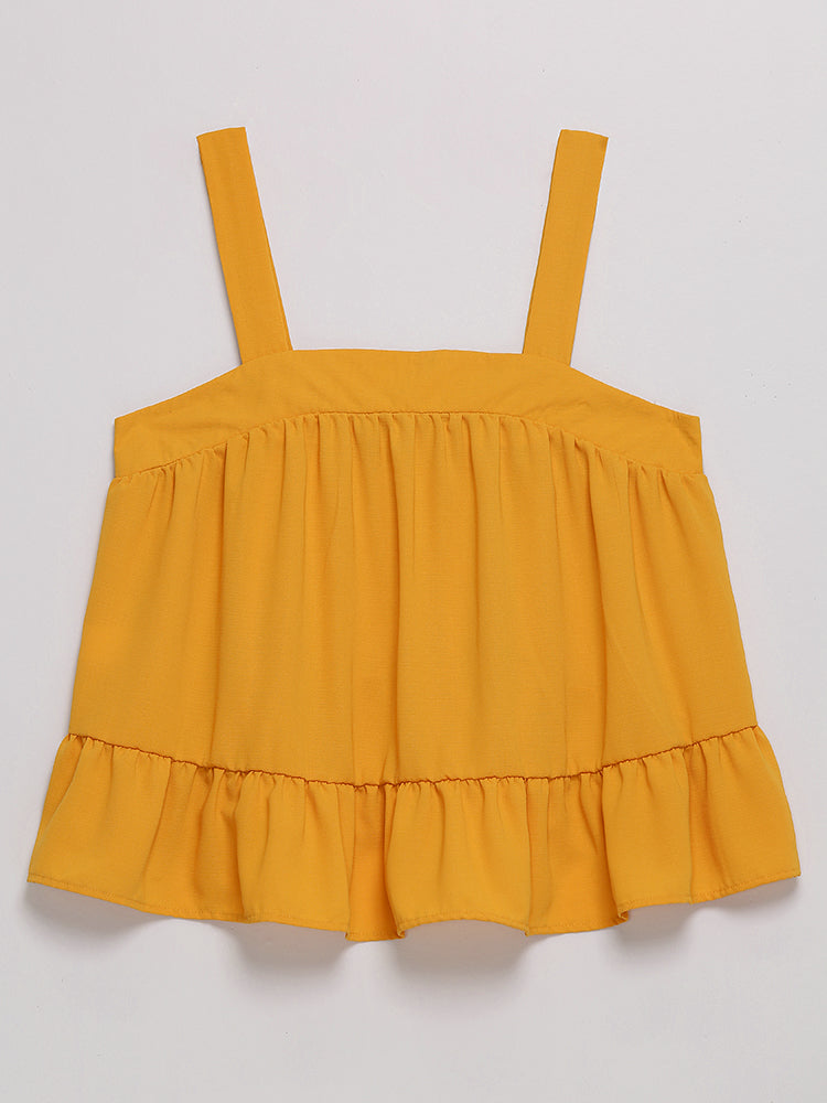 Ruffle Hem Backless Top