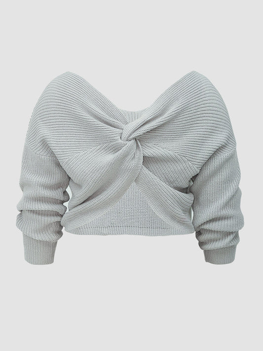 Knotted Sexy V-neck Sweater