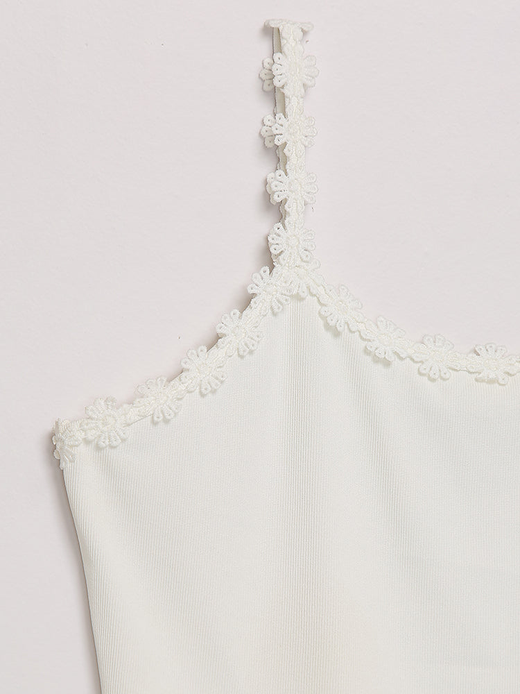 Frill Trim Backless Crop Cami