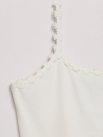 Frill Trim Backless Crop Cami