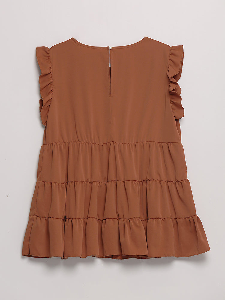 Ruffle Frill Cap Sleeve Blouse