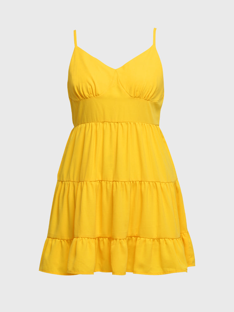 Ruffle Hem Backless Cami Dress