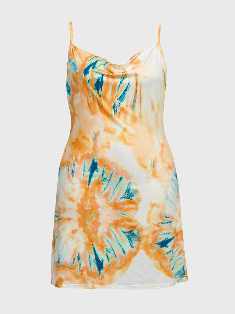 Tie Dye Cowl Neck Dress