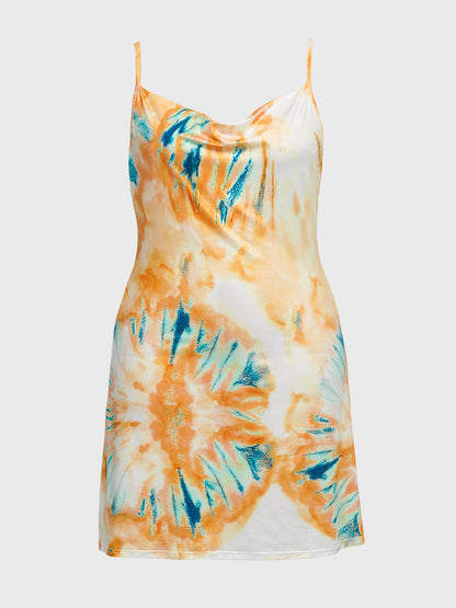 Tie Dye Cowl Neck Dress