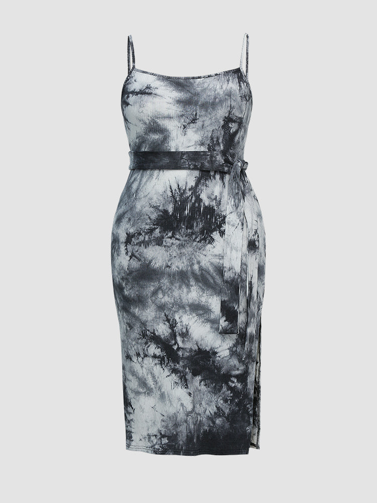 Tie Dye Belted Cami Dress
