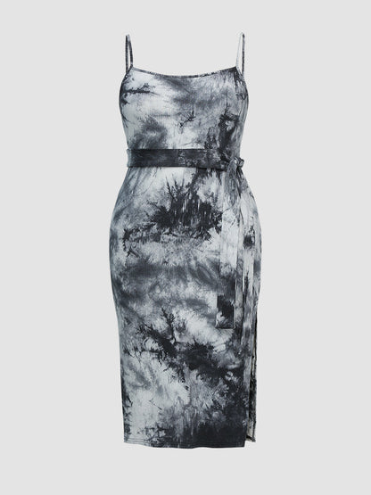 Tie Dye Belted Cami Dress