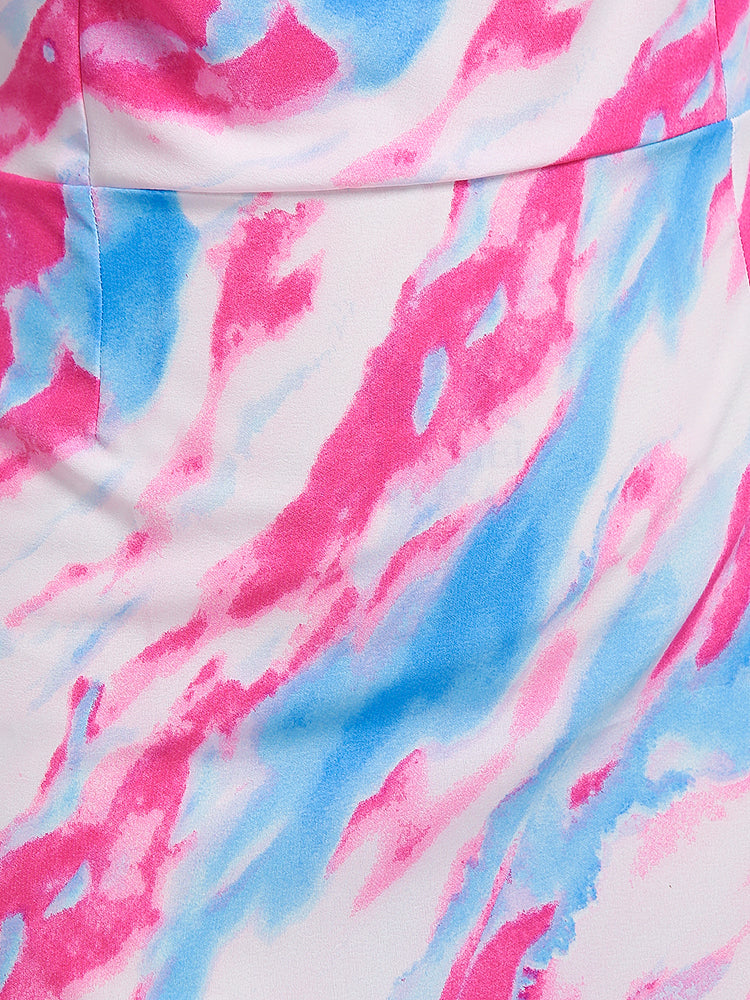 Tie Dye Cowl Neck Dress