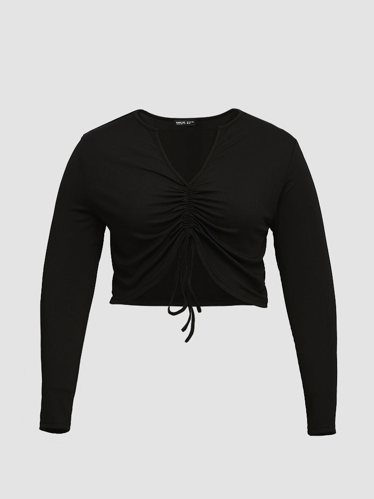 Ruched Knotted Front T-Shirt