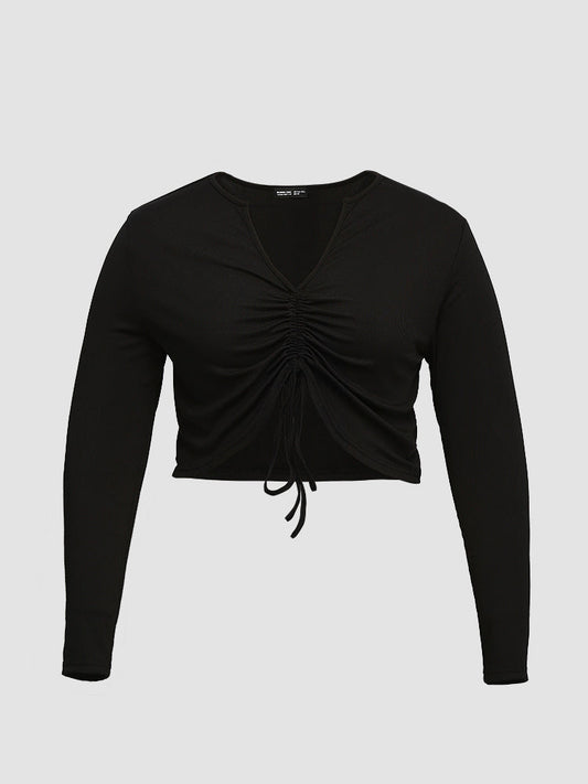 Ruched Knotted Front T-Shirt