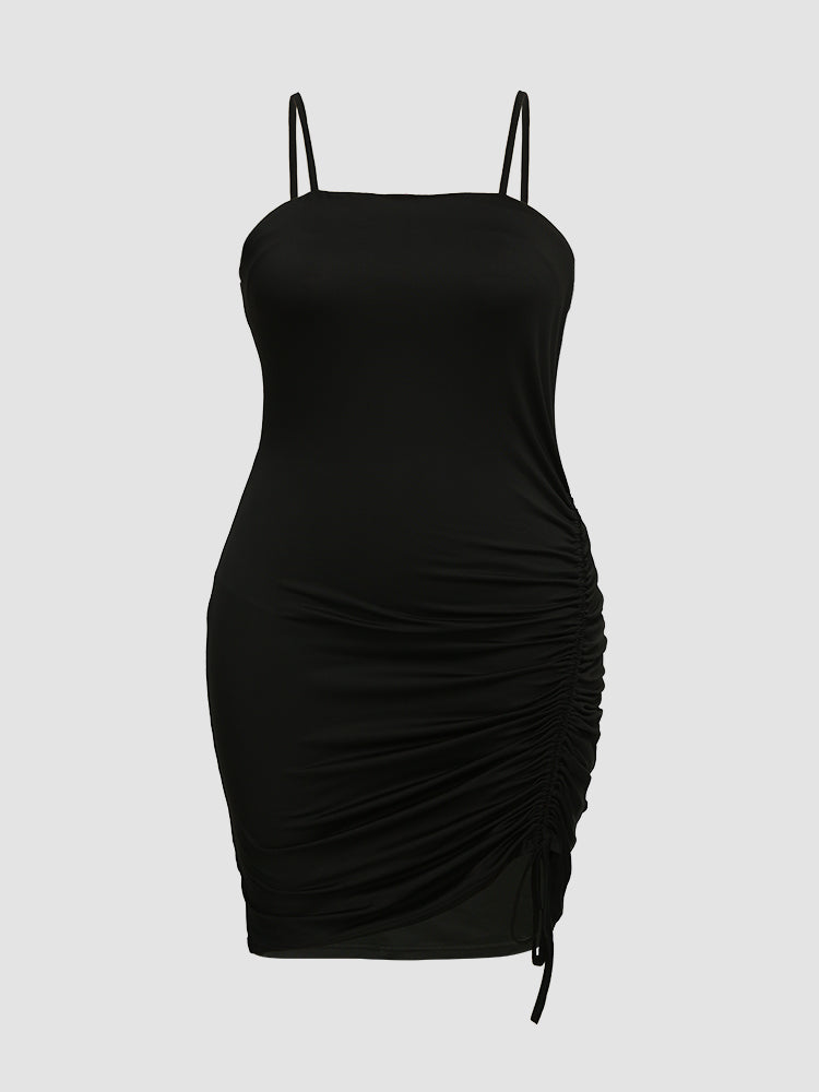 Ruched Knotted Spaghetti Strap Dress