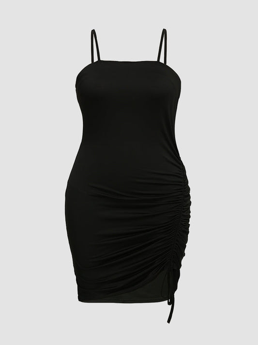 Ruched Knotted Spaghetti Strap Dress